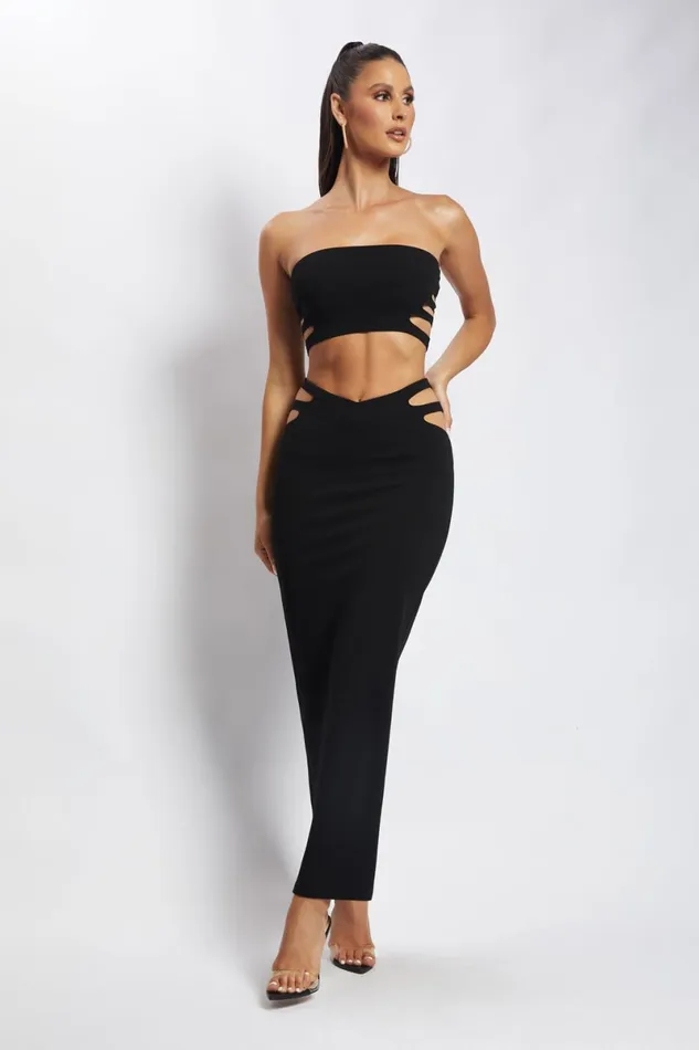 Meshki Crop Tops Audrina Cut Out Bandeau Top 8211 Black Black 8211 Women Meshki Crop Tops Audrina Cut Out Bandeau Top 8211 Black Black 8211 Women