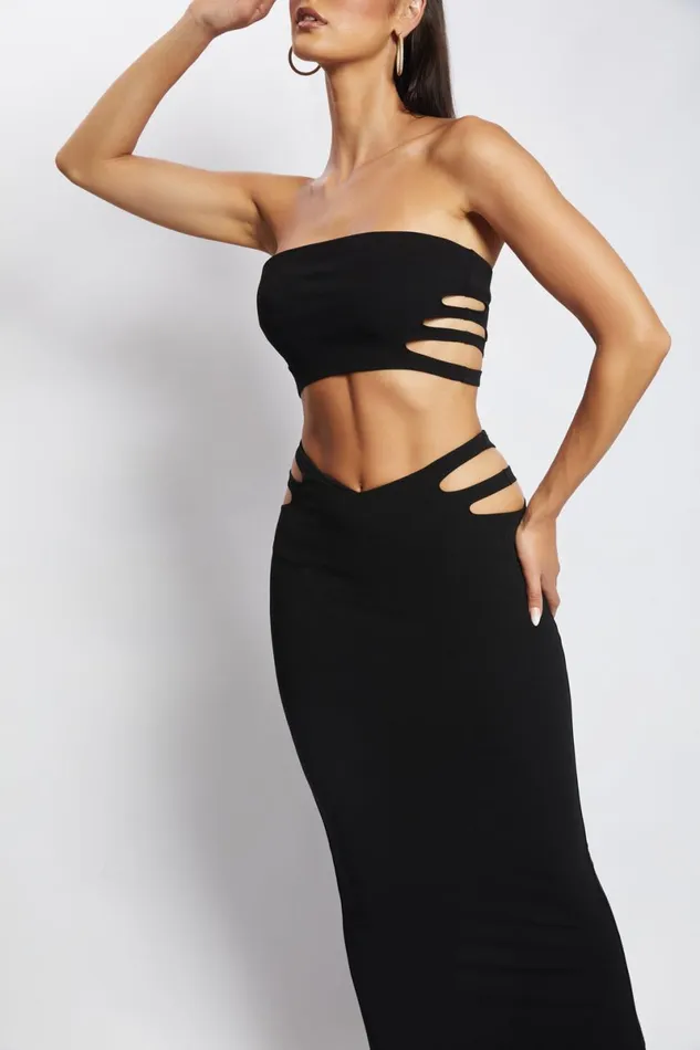 Meshki Crop Tops Audrina Cut Out Bandeau Top 8211 Black Black 8211 Women Meshki Crop Tops Audrina Cut Out Bandeau Top 8211 Black Black 8211 Women