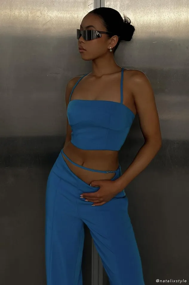 Meshki Crop Tops Bahar Seam Line Crop Top 8211 Azure Blue Azureblue 8211 Women