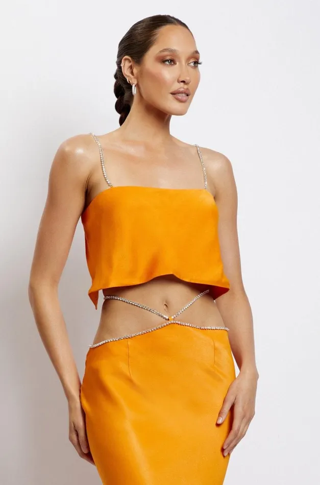 Meshki Crop Tops Dayana Straight Cut Crop Top 8211 Mandarin Mandarin 8211 Women