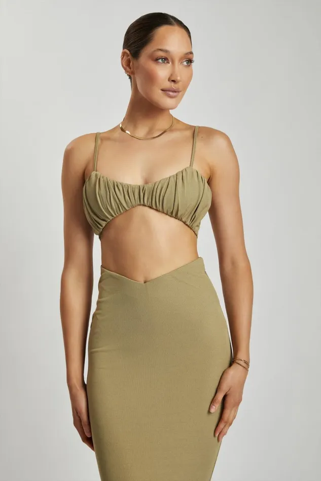 Meshki Crop Tops Jordan Ruched Front V Front Top 8211 Green Green 8211 Women