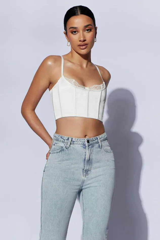 Meshki Crop Tops Lake Lace Cami Crop Top 8211 White White 8211 Women