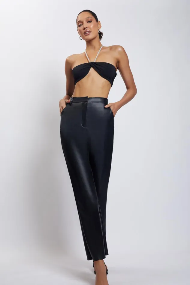 Meshki Crop Tops Lea Diamante Chain Halter Neck Crop Top 8211 Black Black 8211 Women Meshki Crop Tops Lea Diamante Chain Halter Neck Crop Top 8211 Black Black 8211 Women