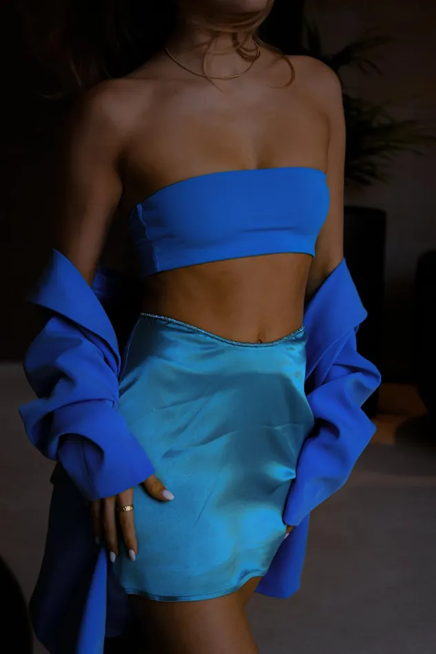 Meshki Crop Tops Mackenzie Bandeau 8211 Cyan Blue Cyanblue 8211 Women