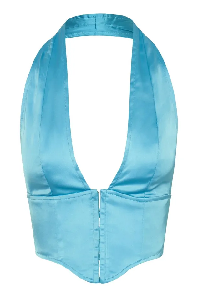 Meshki Crop Tops Mallory Satin Corset Top 8211 Aquamarine Aquamarine 8211 Women Meshki Crop Tops Mallory Satin Corset Top 8211 Aquamarine Aquamarine 8211 Women