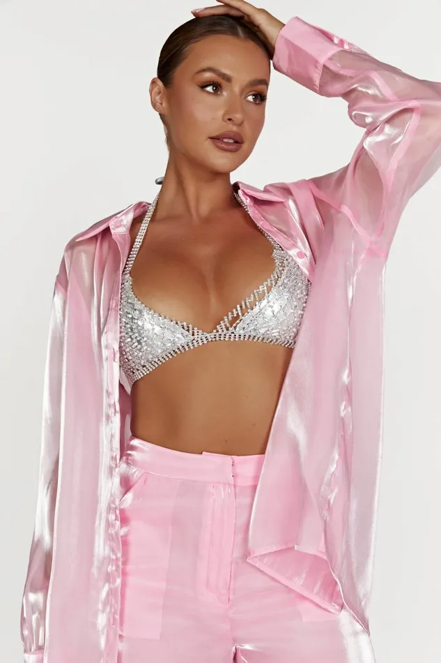 Meshki Crop Tops Neva Diamante Bralette 8211 Silver Silver 8211 Women