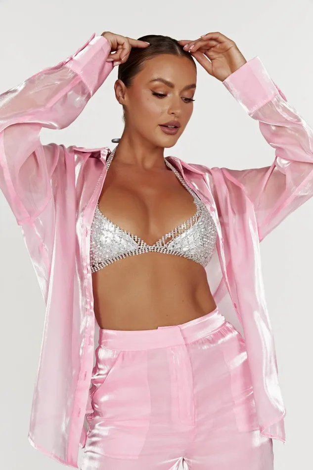 Meshki Crop Tops Neva Diamante Bralette 8211 Silver Silver 8211 Women