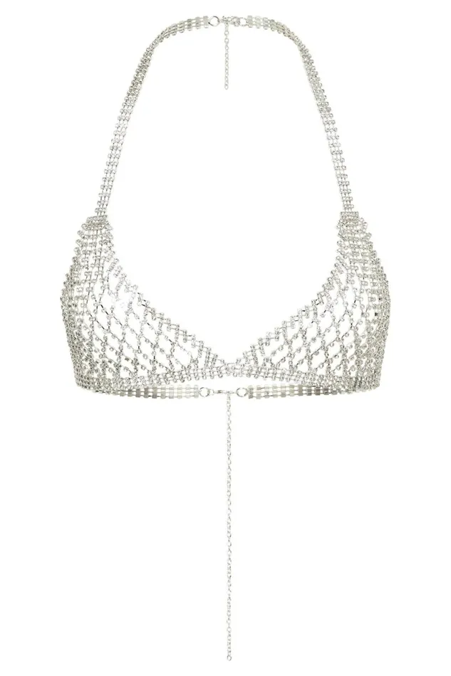 Meshki Crop Tops Neva Diamante Bralette 8211 Silver Silver 8211 Women