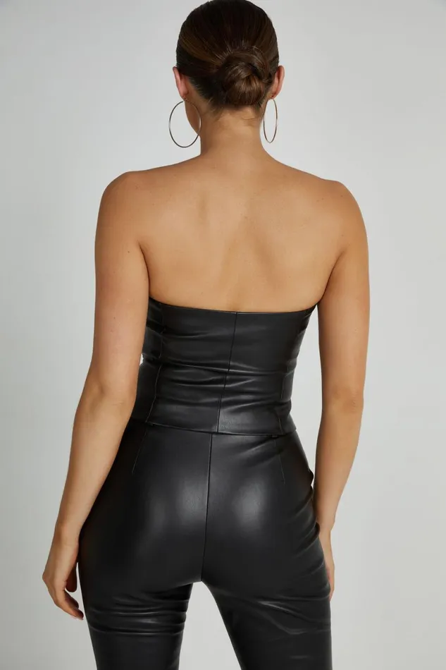 Meshki Crop Tops Pamela Faux Leather Strapless Crop Top 8211 Black Black 8211 Women Meshki Crop Tops Pamela Faux Leather Strapless Crop Top 8211 Black Black 8211 Women