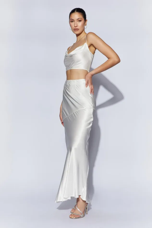 Meshki Crop Tops Poppy Satin Cowl Neck Top 8211 White White 8211 Women Meshki Crop Tops Poppy Satin Cowl Neck Top 8211 White White 8211 Women