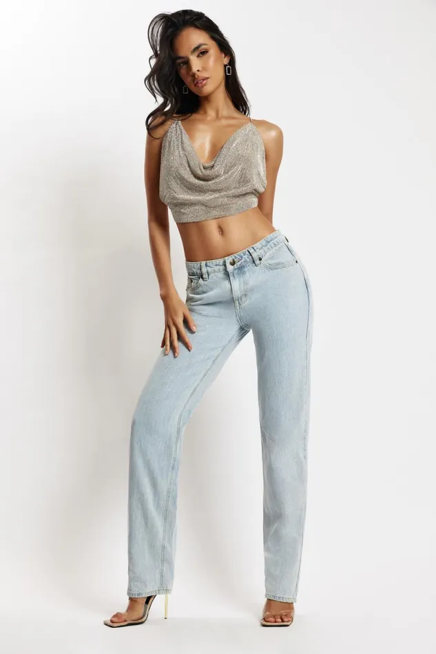 Meshki Crop Tops Shanice Glomesh Drape Top 8211 Gold Gold 8211 Women