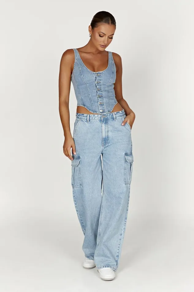 Meshki Denim Jagger Relaxed Denim Jean 8211 Mid Blue Midblue 8211 Women