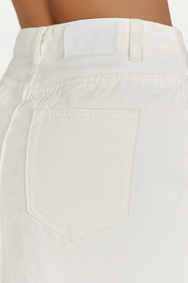 Meshki Denim Lennon Mid Rise Denim Mini Skirt 8211 Ecru Ecru 8211 Women