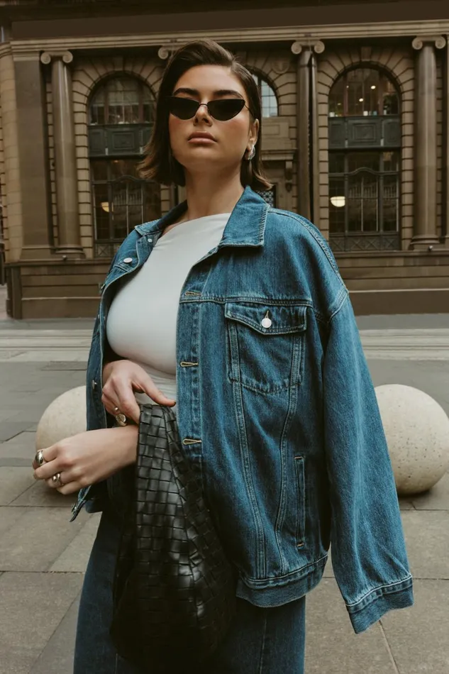 Meshki Denim Sion Oversized Denim Jacket 8211 Dark Blue Darkblue 8211 Women