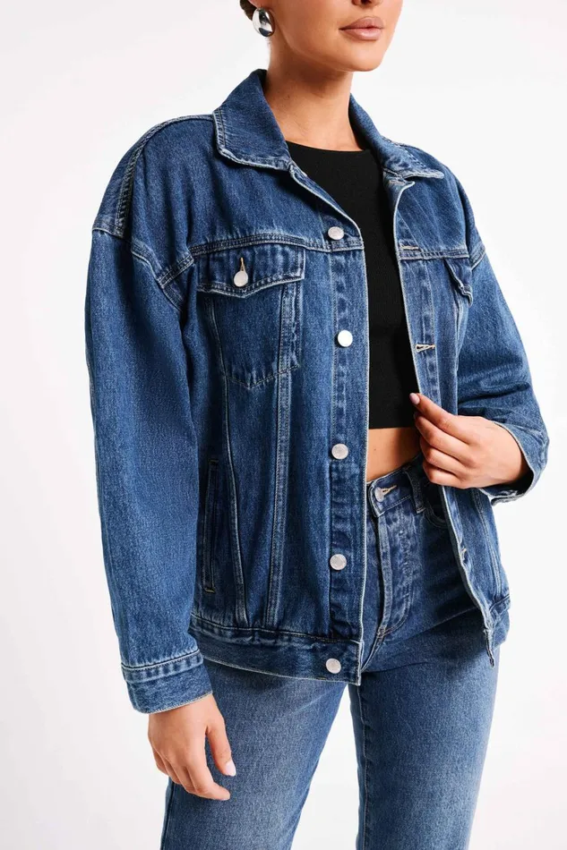 Meshki Denim Sion Oversized Denim Jacket 8211 Dark Blue Darkblue 8211 Women