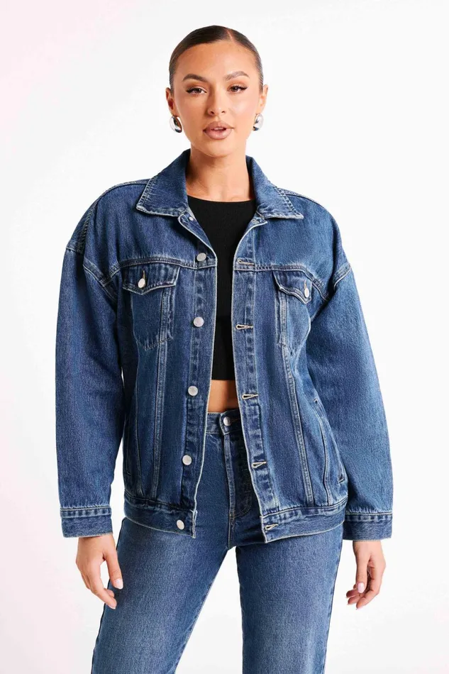 Meshki Denim Sion Oversized Denim Jacket 8211 Dark Blue Darkblue 8211 Women