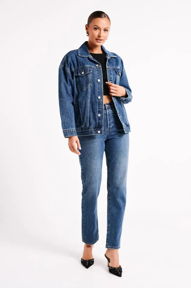 Meshki Denim Sion Oversized Denim Jacket 8211 Dark Blue Darkblue 8211 Women