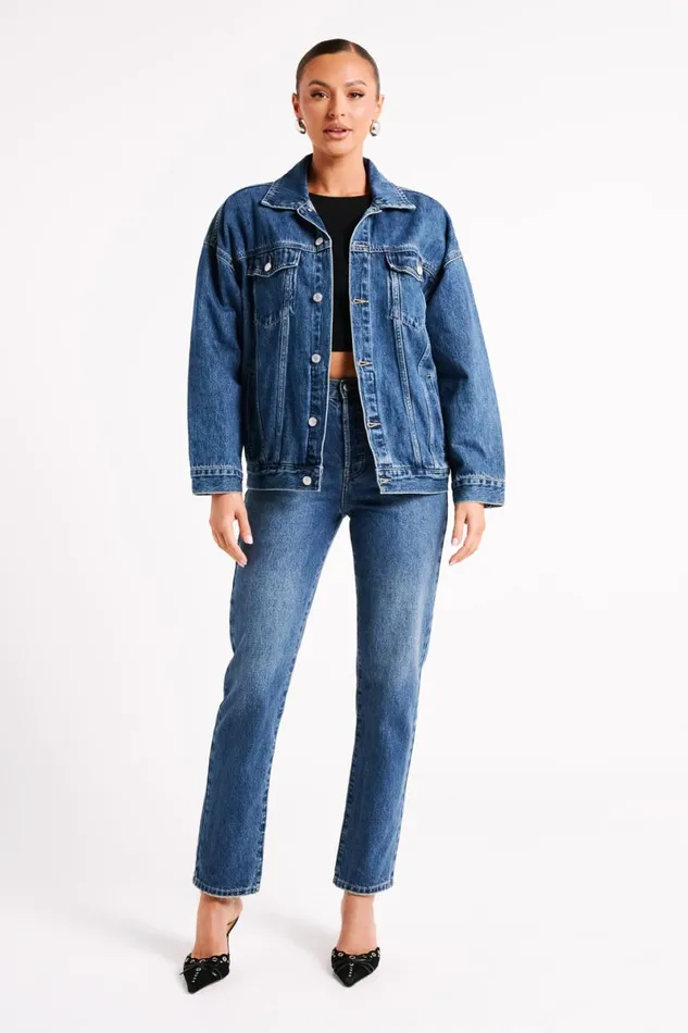 Meshki Denim Sion Oversized Denim Jacket 8211 Dark Blue Darkblue 8211 Women