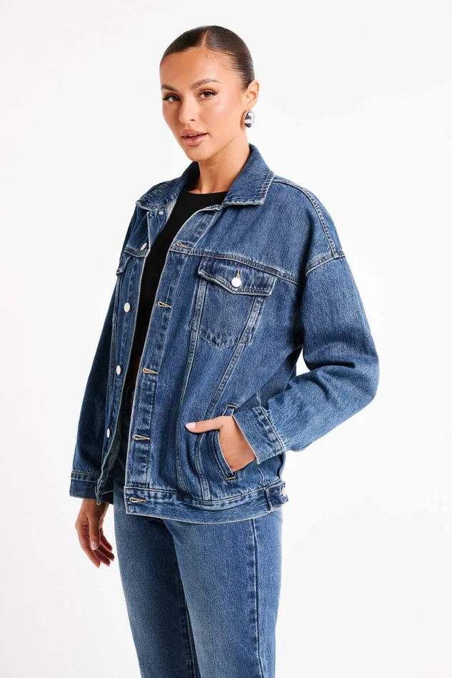 Meshki Denim Sion Oversized Denim Jacket 8211 Dark Blue Darkblue 8211 Women