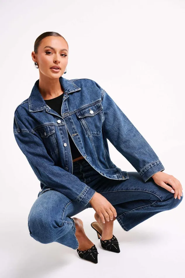 Meshki Denim Sion Oversized Denim Jacket 8211 Dark Blue Darkblue 8211 Women