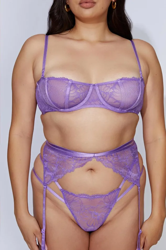Meshki Intimates Isadora Lace Crossover Suspenders 8211 Grape Grape 8211 Women Meshki Intimates Isadora Lace Crossover Suspenders 8211 Grape Grape 8211 Women