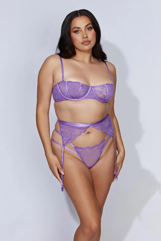 Meshki Intimates Isadora Lace Crossover Suspenders 8211 Grape Grape 8211 Women Meshki Intimates Isadora Lace Crossover Suspenders 8211 Grape Grape 8211 Women