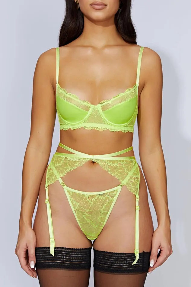 Meshki Intimates Isadora Lace Crossover Suspenders 8211 Lime Green Limegreen 8211 Women Meshki Intimates Isadora Lace Crossover Suspenders 8211 Lime Green Limegreen 8211 Women