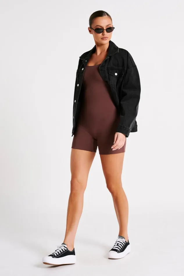 Meshki Jumpsuits and Rompers Oakley Recycled Nylon Long Sleeve Playsuit 8211 Mocha Mocha 8211 Women
