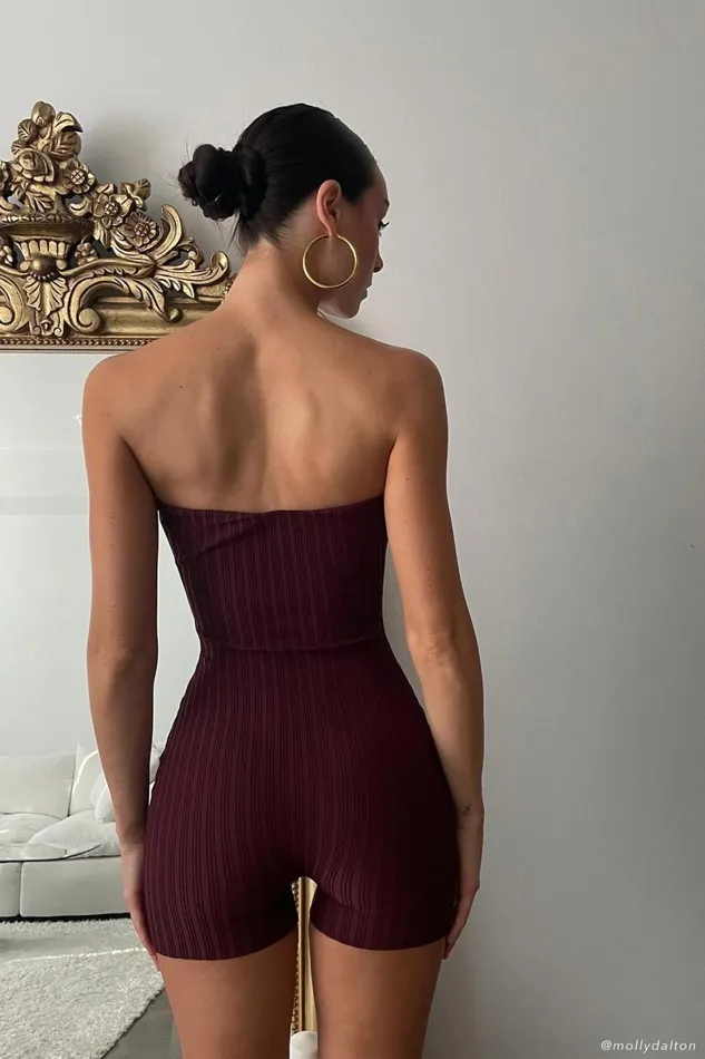 Meshki Maternity Dresses Ginny Strapless Knitted Playsuit 8211 Cherry Chocolate Cherrychocolate 8211 Women