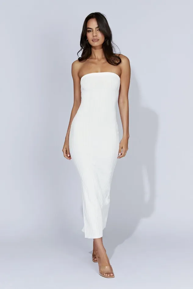 Meshki Maternity Dresses Imani Strapless Knit Maxi Dress 8211 White White 8211 Women