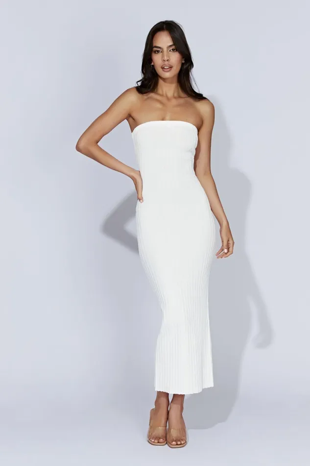 Meshki Maternity Dresses Imani Strapless Knit Maxi Dress 8211 White White 8211 Women