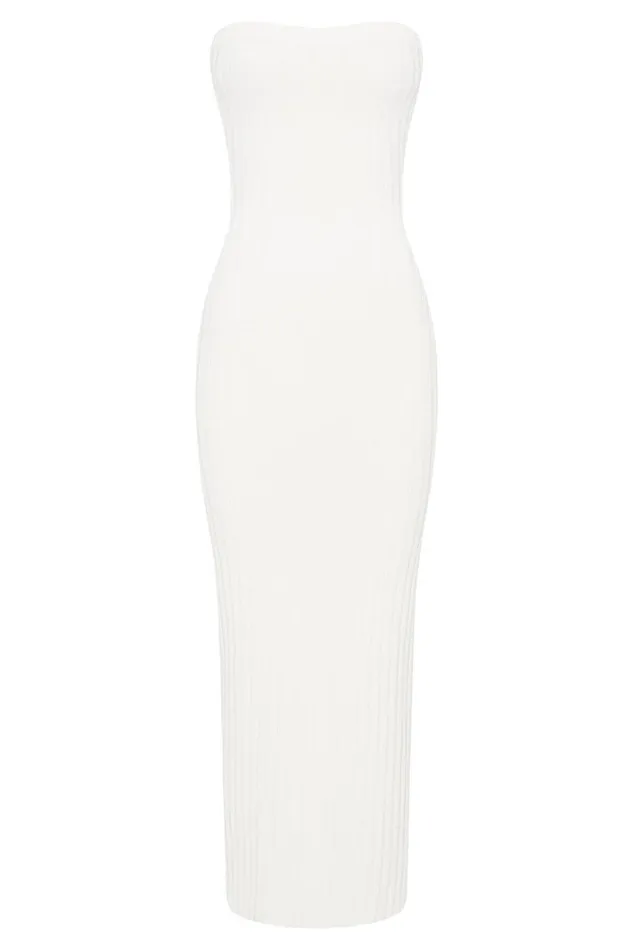 Meshki Maternity Dresses Imani Strapless Knit Maxi Dress 8211 White White 8211 Women