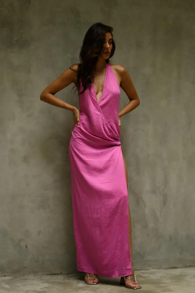 Meshki Maxi Dresses Aaliyah Plunge Neck Maxi Dress 8211 Rose Pink Rosepink 8211 Women