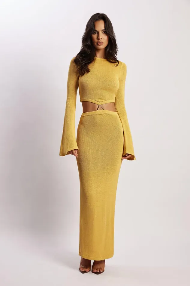 Meshki Maxi Dresses Anna Flare Sleeve Knit Dress 8211 Yellow Yellow 8211 Women