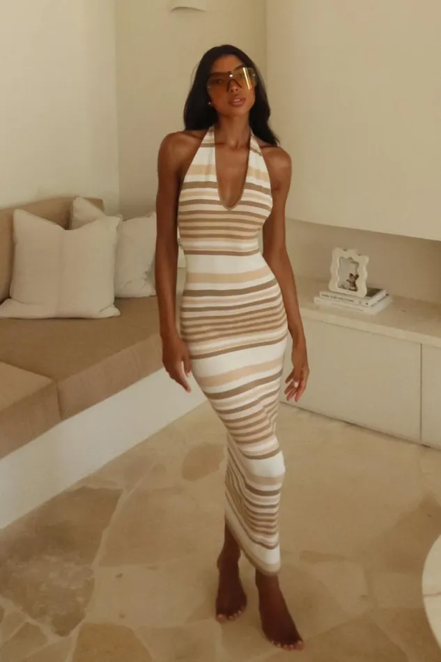 Meshki Maxi Dresses Brienne Stripe Maxi Dress 8211 Cream Cream 8211 Women