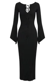 Meshki Maxi Dresses Brinley Long Sleeve Knit Maxi Dress 8211 Black Black 8211 Women