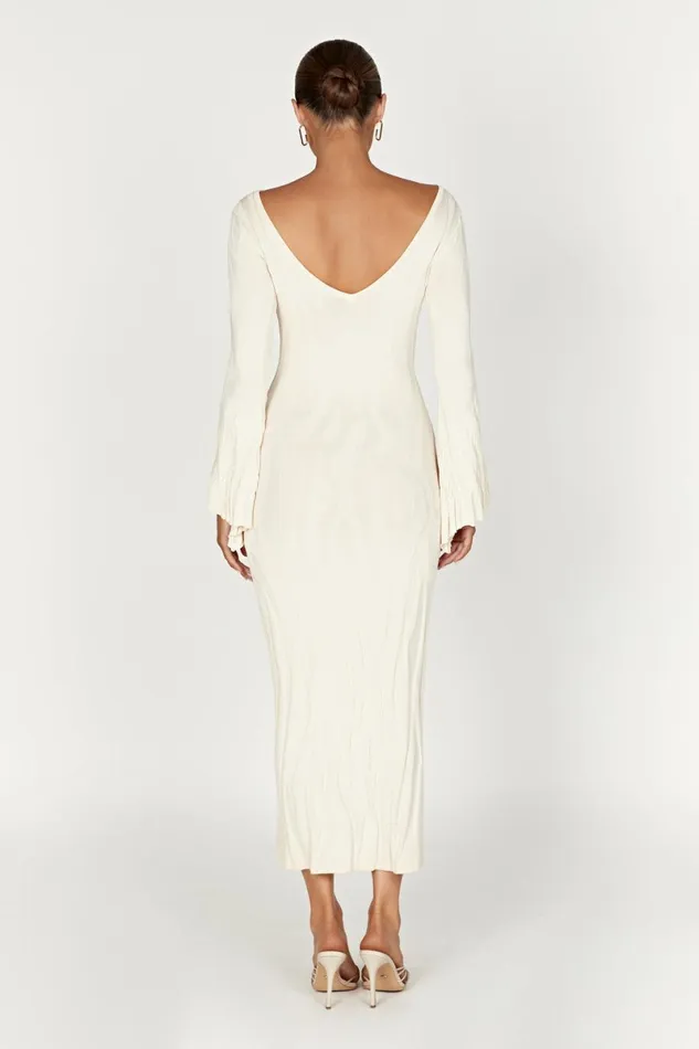 Meshki Maxi Dresses Brinley Long Sleeve Knit Maxi Dress 8211 Ivory Ivory 8211 Women