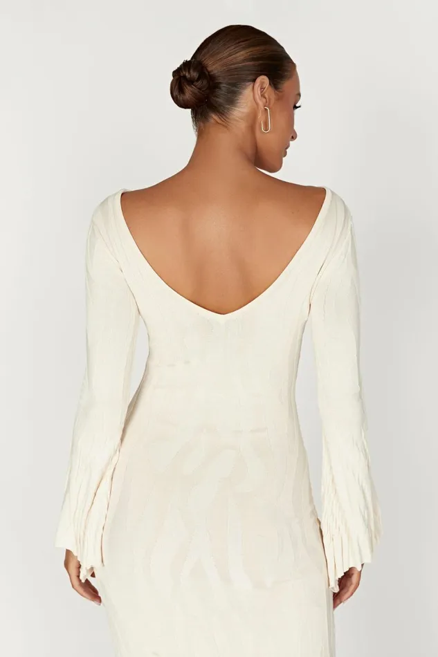 Meshki Maxi Dresses Brinley Long Sleeve Knit Maxi Dress 8211 Ivory Ivory 8211 Women