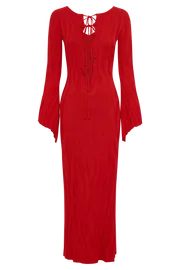 Meshki Maxi Dresses Brinley Long Sleeve Knit Maxi Dress 8211 Red Red 8211 Women