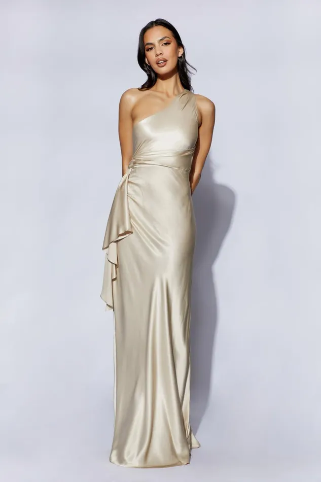 Meshki Maxi Dresses Calliope One Shoulder Maxi Dress 8211 Champagne Champagne 8211 Women Meshki Maxi Dresses Calliope One Shoulder Maxi Dress 8211 Champagne Champagne 8211 Women