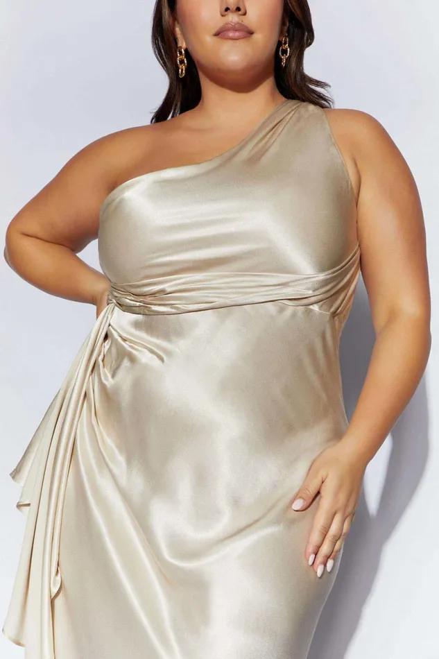 Meshki Maxi Dresses Calliope One Shoulder Maxi Dress 8211 Champagne Champagne 8211 Women