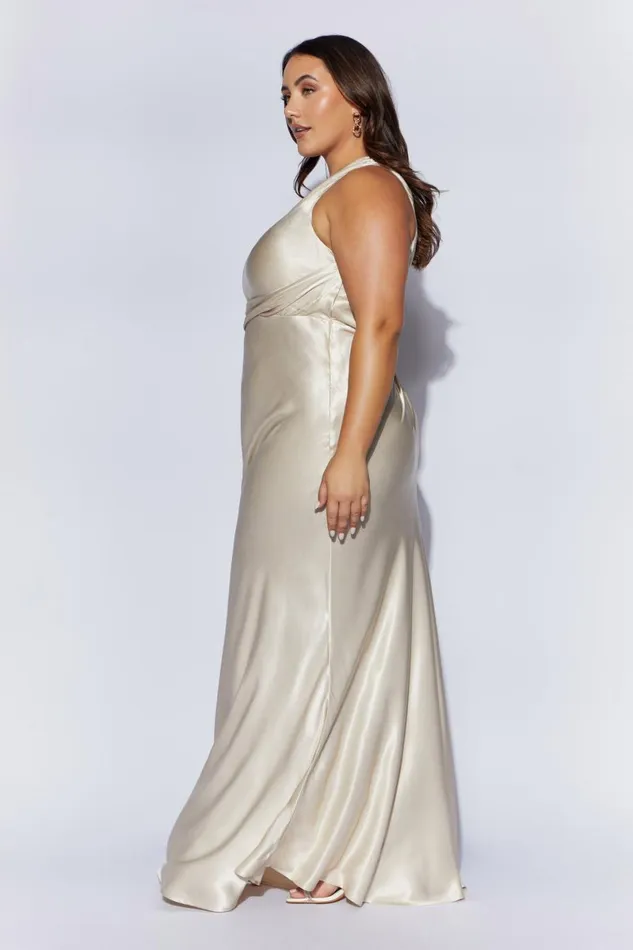 Meshki Maxi Dresses Calliope One Shoulder Maxi Dress 8211 Champagne Champagne 8211 Women