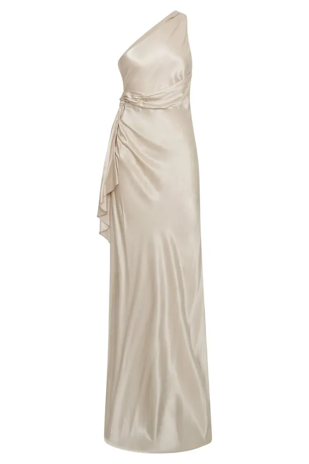 Meshki Maxi Dresses Calliope One Shoulder Maxi Dress 8211 Champagne Champagne 8211 Women