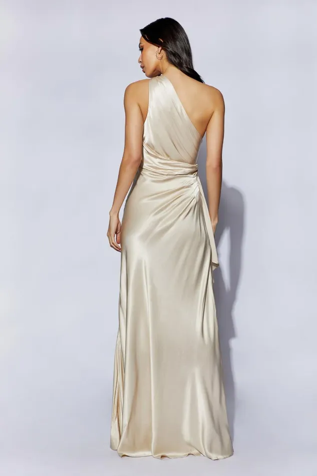 Meshki Maxi Dresses Calliope One Shoulder Maxi Dress 8211 Champagne Champagne 8211 Women
