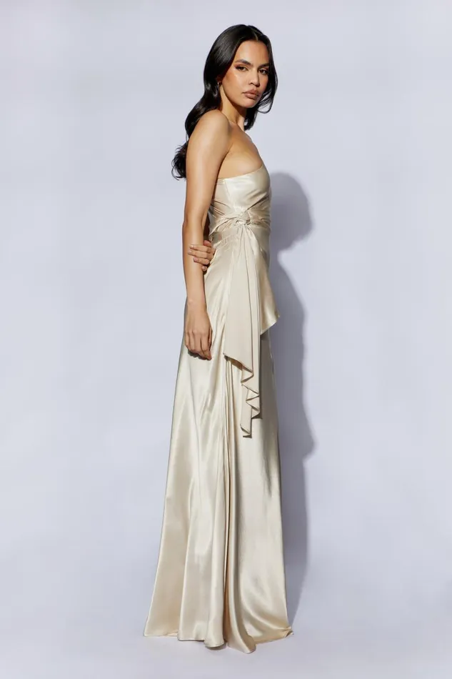 Meshki Maxi Dresses Calliope One Shoulder Maxi Dress 8211 Champagne Champagne 8211 Women
