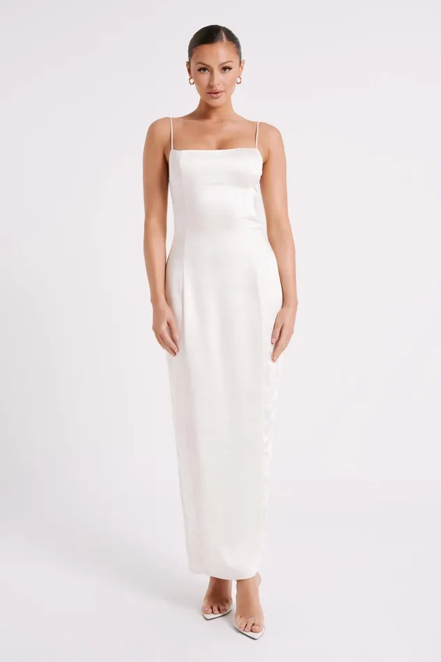 Meshki Maxi Dresses Chrisley Satin Maxi Dress With Split 8211 Ivory Ivory 8211 Women