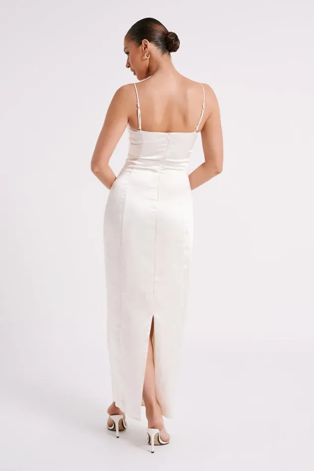 Meshki Maxi Dresses Chrisley Satin Maxi Dress With Split 8211 Ivory Ivory 8211 Women