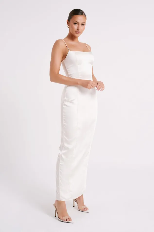 Meshki Maxi Dresses Chrisley Satin Maxi Dress With Split 8211 Ivory Ivory 8211 Women