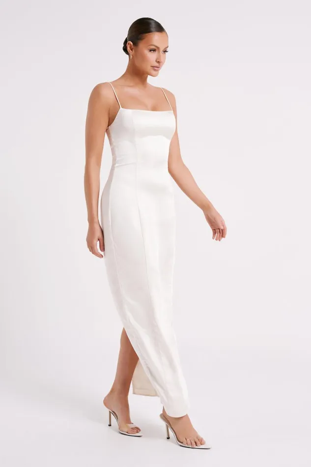 Meshki Maxi Dresses Chrisley Satin Maxi Dress With Split 8211 Ivory Ivory 8211 Women