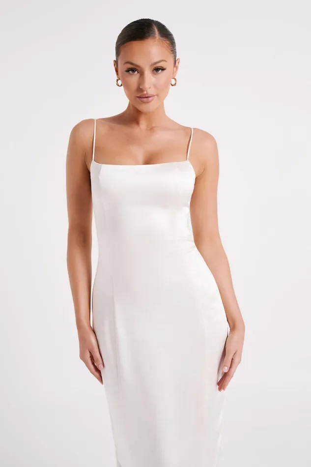Meshki Maxi Dresses Chrisley Satin Maxi Dress With Split 8211 Ivory Ivory 8211 Women